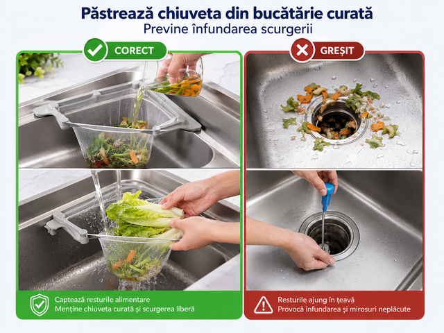 Filtru Triunghiular Chiuvetă Bucătărie + 50 Saculeți Cadou