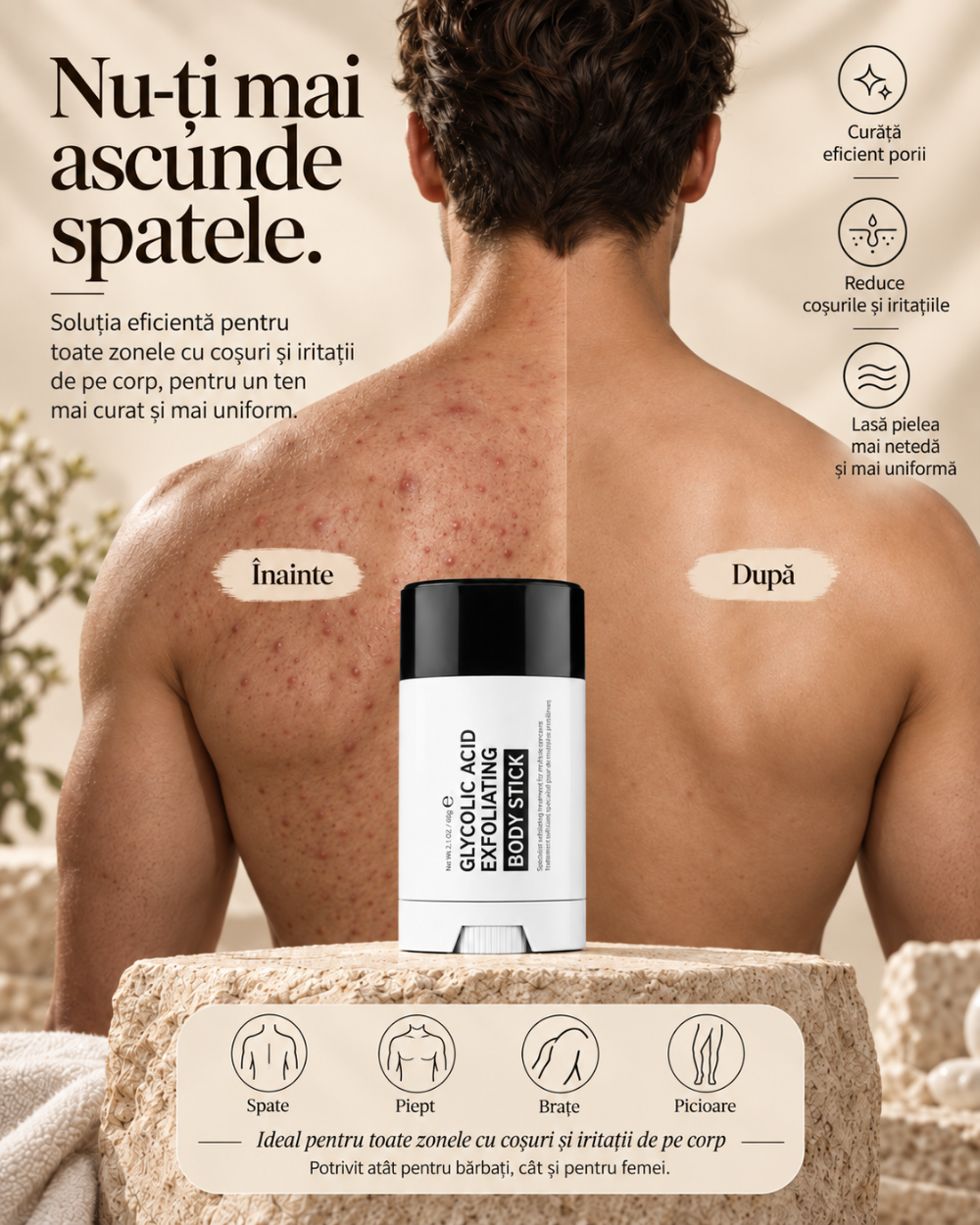 Baton Exfoliant Cu Acid Glicolic PENTRU PIELE MAI FINĂ