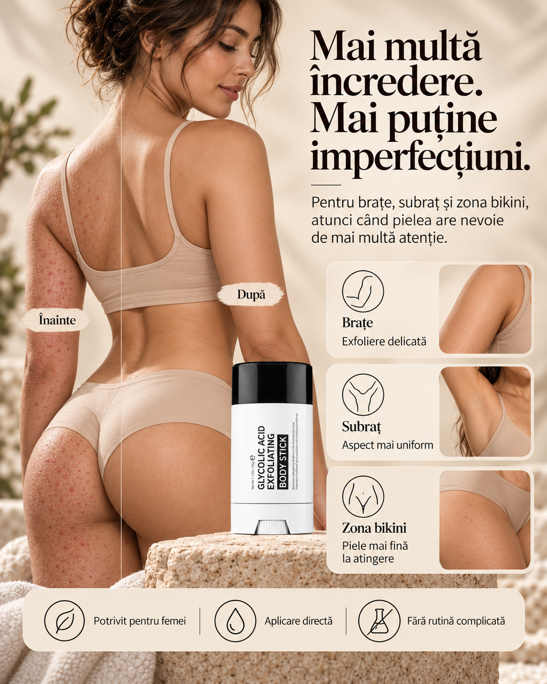 Baton Exfoliant Cu Acid Glicolic PENTRU PIELE MAI FINĂ